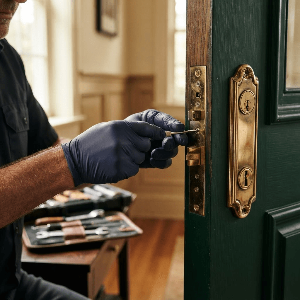 Lock detail at a home served by AM2PM